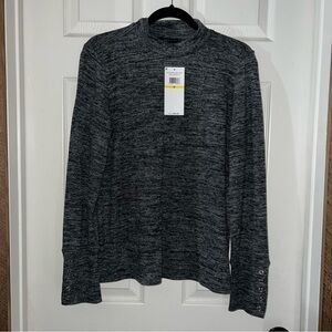 NWT Rafaella Long Sleeve Snap Sleeve Heather Gray Mock Neck Sweater Size Medium